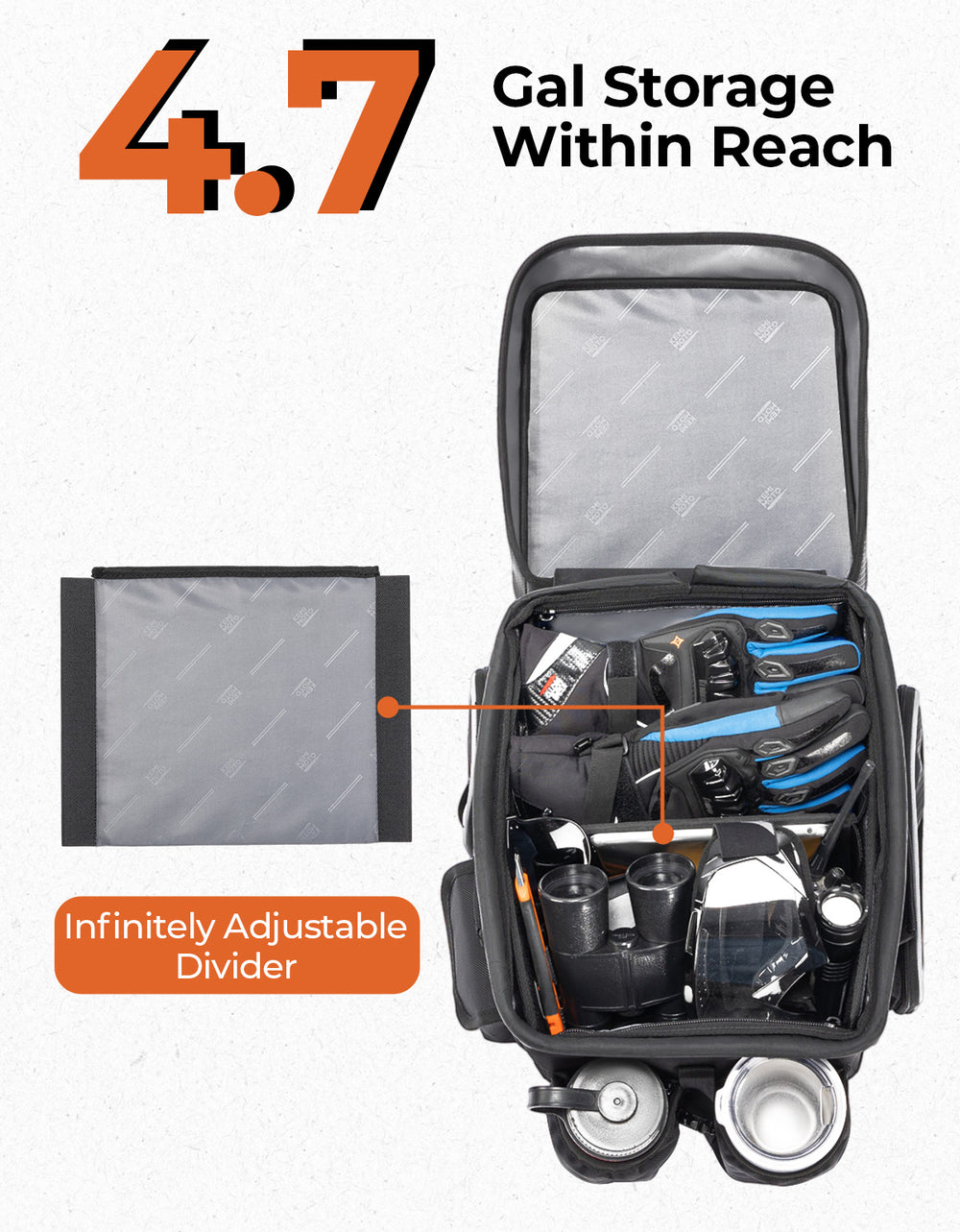 18L UTV Center Console Bench Seat Box for Can-Am Polaris CFMOTO - Kemimoto