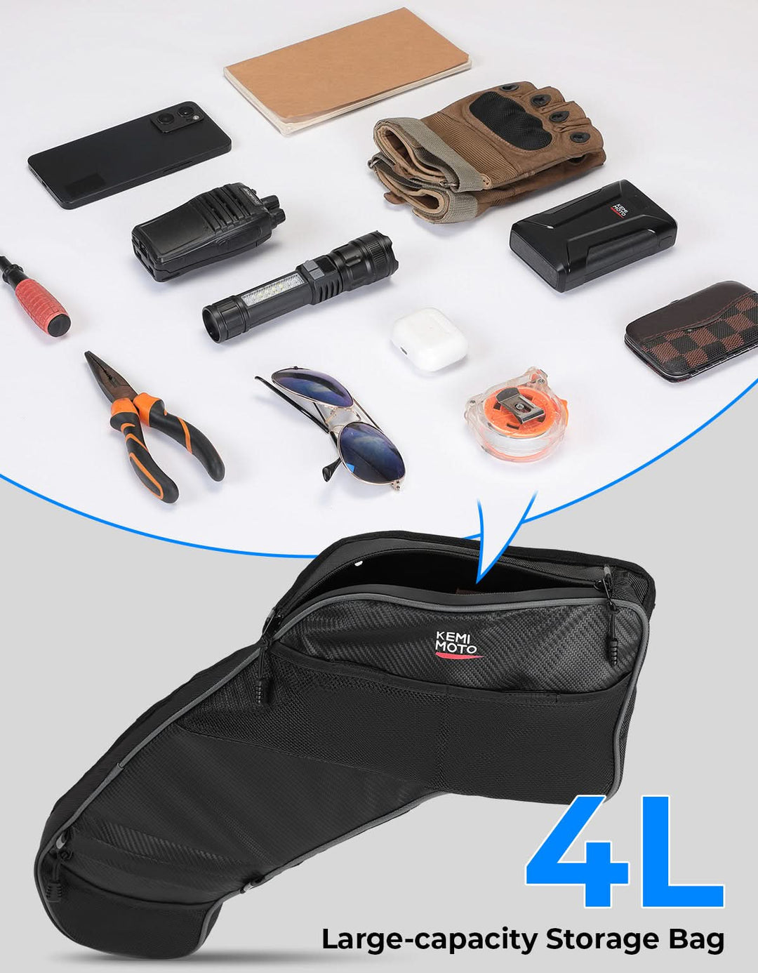 UTV Rear Door Bags with Knee Pad for Polaris General 4 1000 /XP 4 1000 2017-2025 - Kemimoto