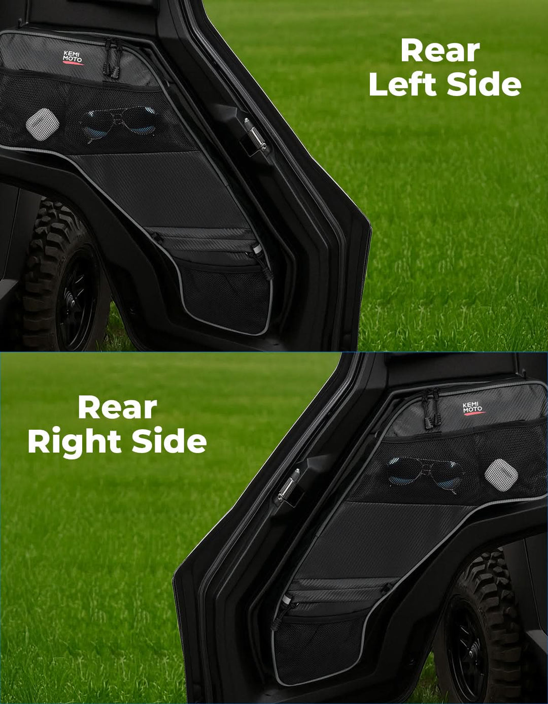 UTV Rear Door Bags with Knee Pad for Polaris General 4 1000 /XP 4 1000 2017-2025 - Kemimoto