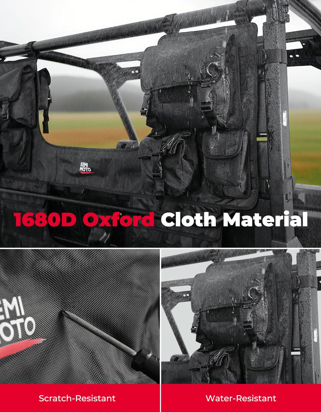 UTV Tool Bag Rack Heavy Duty Canvas Seat Back Rack for Polaris Ranger | Can Am | CFMOTO - Kemimoto