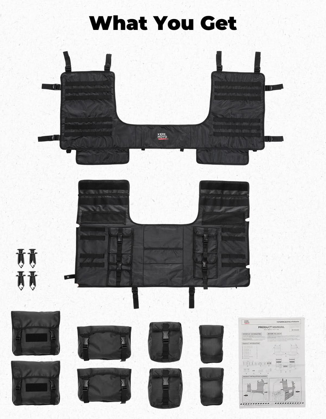 UTV Tool Bag Rack Heavy Duty Canvas Seat Back Rack for Polaris Ranger | Can Am | CFMOTO - Kemimoto