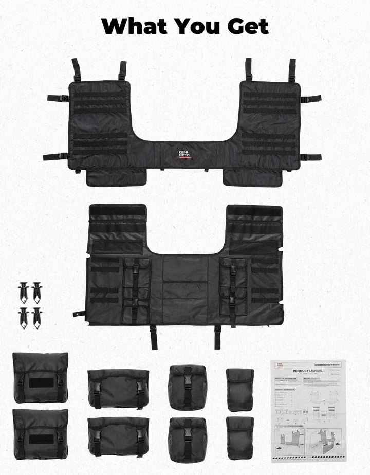 UTV Tool Bag Rack Heavy Duty Canvas Seat Back Rack for Polaris Ranger | Can Am | CFMOTO - Kemimoto