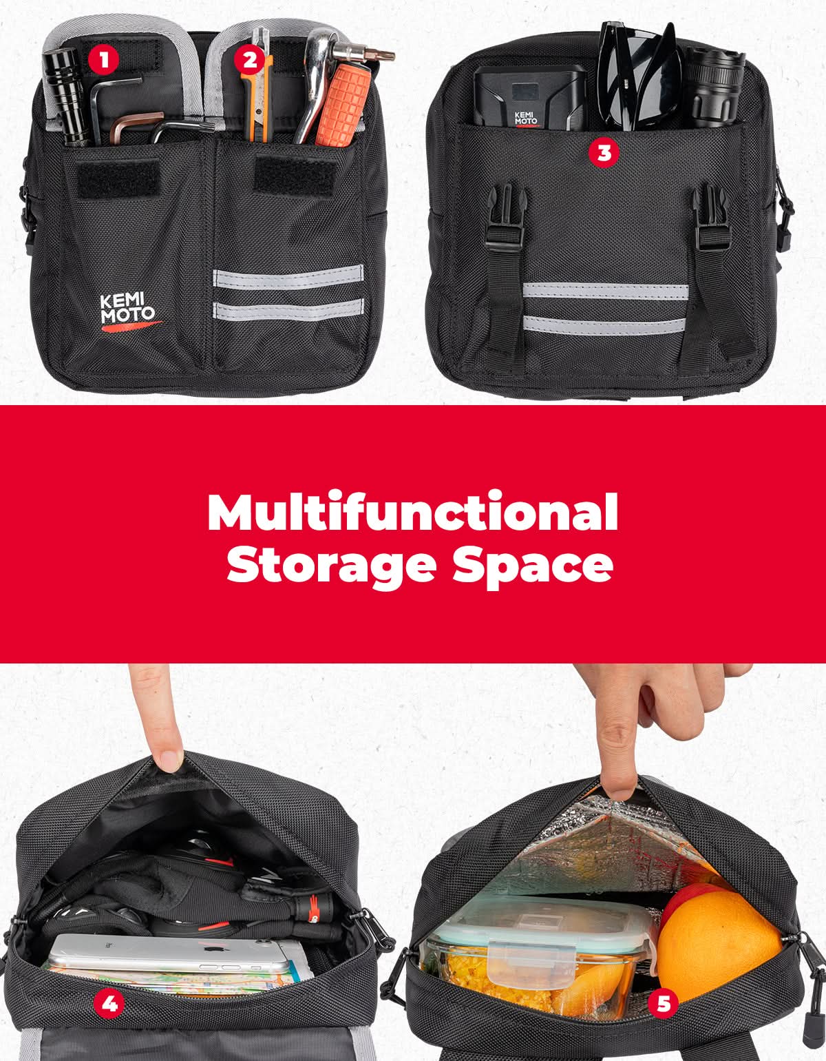 ATV Motorcycle Snowmobile Tank & Saddle Bag for Polaris Sportsman, Can-Am Outlander, CFMOTO CForce, Honda FourTrax/ Grizzly - Kemimoto