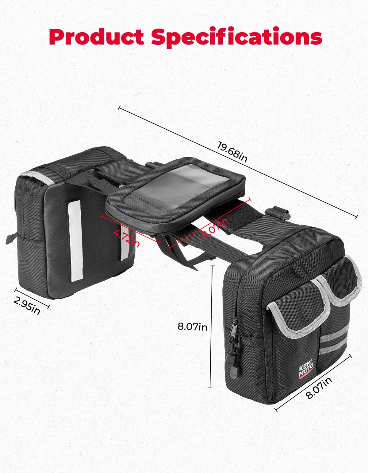 ATV Motorcycle Snowmobile Tank & Saddle Bag for Polaris Sportsman, Can-Am Outlander, CFMOTO CForce, Honda FourTrax/ Grizzly - Kemimoto