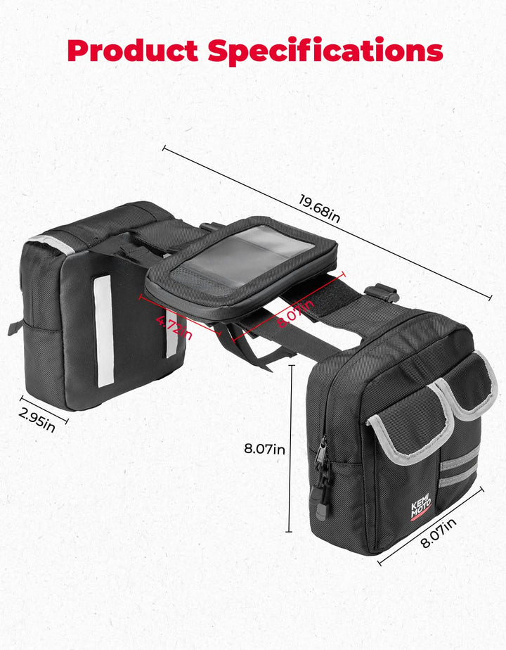 ATV Motorcycle Snowmobile Tank & Saddle Bag for Polaris Sportsman, Can-Am Outlander, CFMOTO CForce, Honda FourTrax/ Grizzly