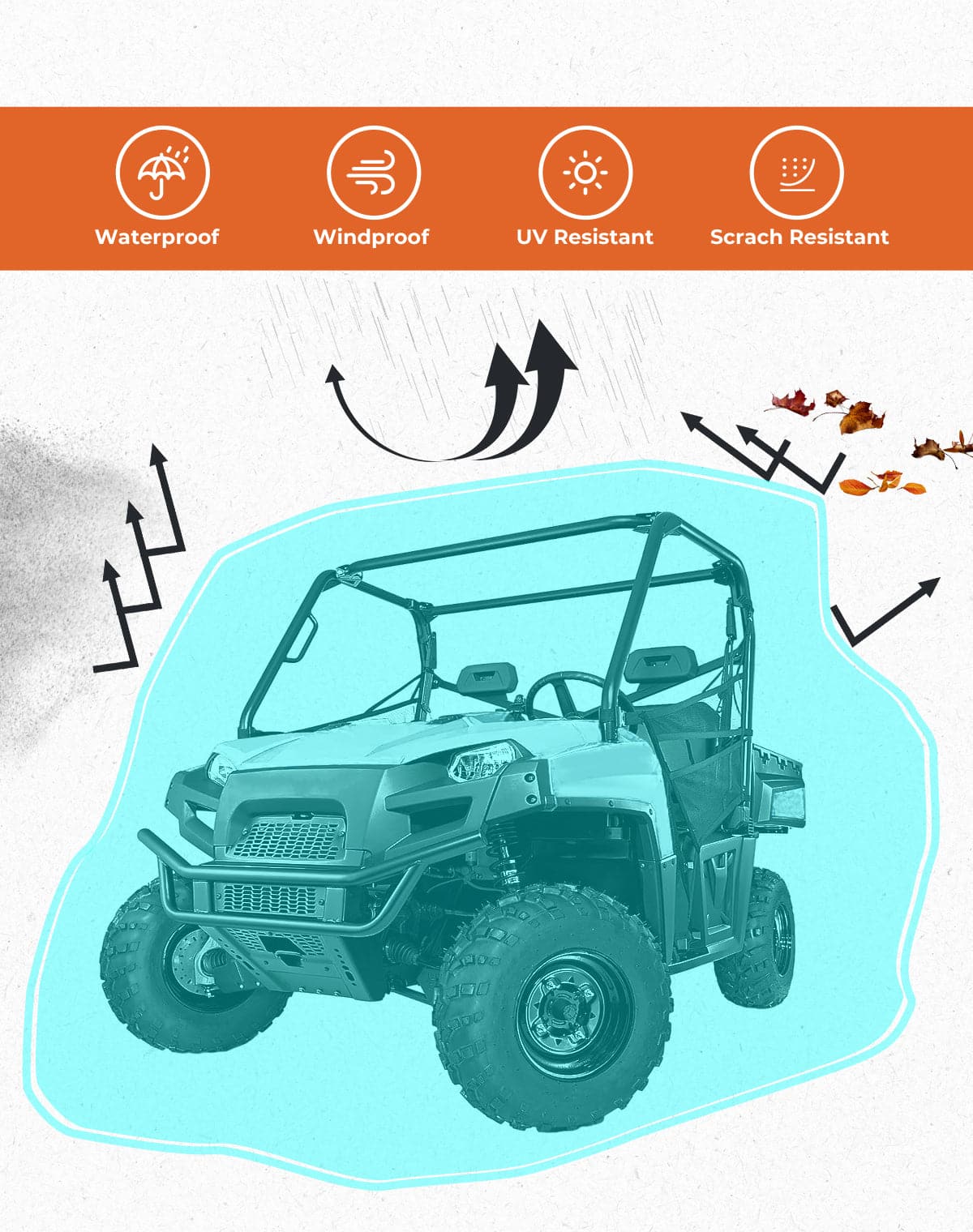 2-3 Seaters UTV Cover for Defender / Ranger XP 1000 / Pioneer / UFORCE - Kemimoto