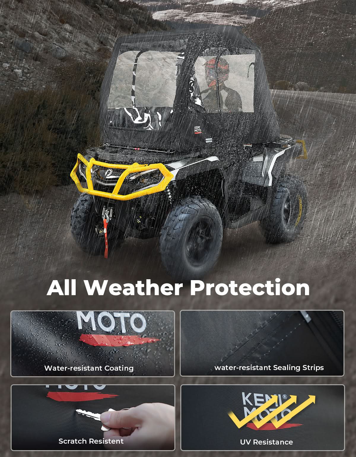 Universal ATV Cab Enclosure for Polaris|Can-Am|Kawasaki|CFMOTO - Kemimoto