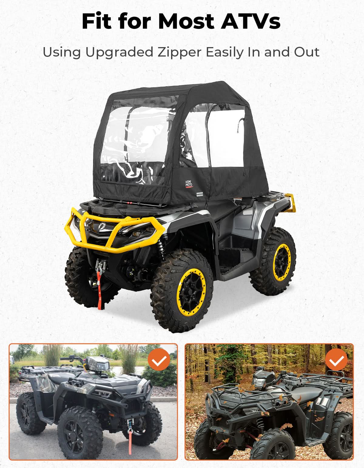 Universal ATV Cab Enclosure for Polaris|Can-Am|Kawasaki|CFMOTO - Kemimoto