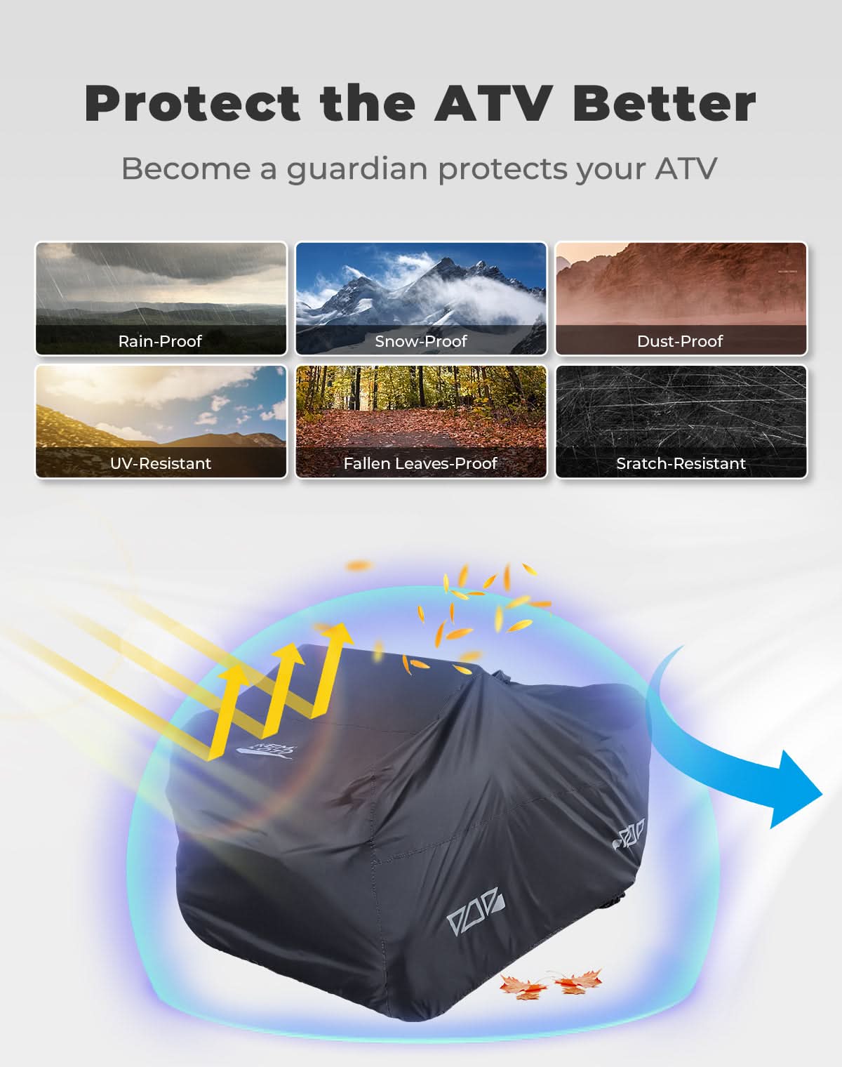 Universal ATV Waterproof Cover 90'' X 43'' X 46'' - Kemimoto