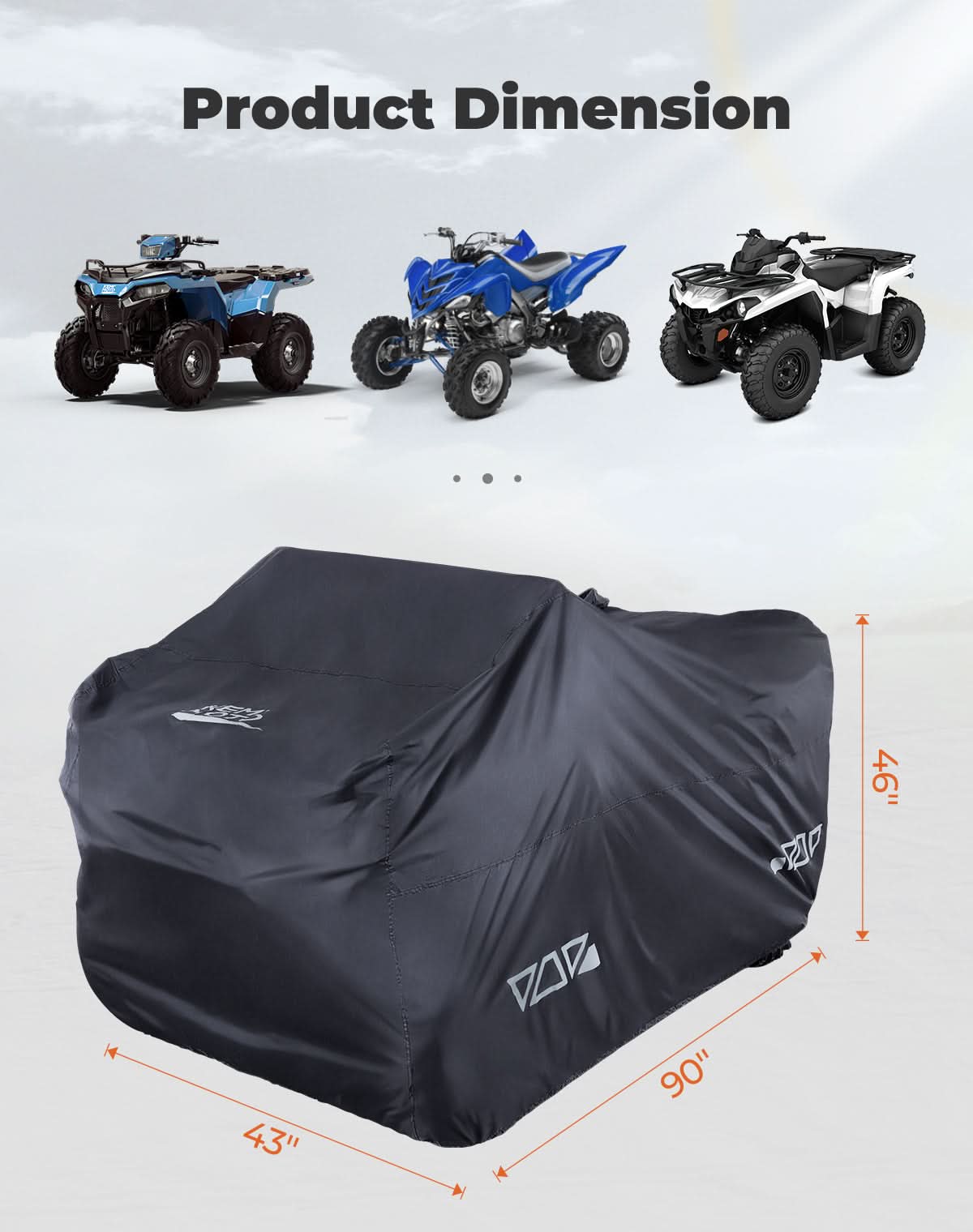 Universal ATV Waterproof Cover 90'' X 43'' X 46'' - Kemimoto