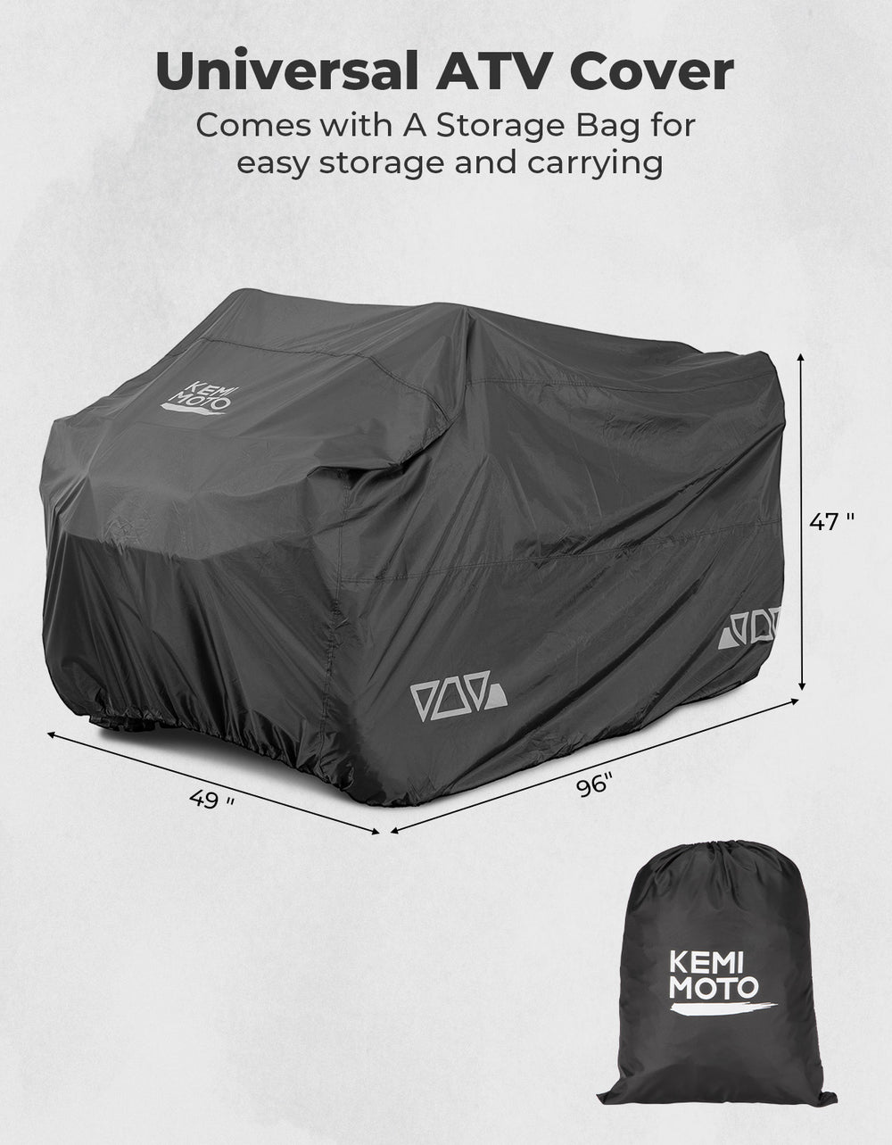 Universal ATV Waterproof Cover 96'' X 49'' X 47'' 300D Oxford fabric - Kemimoto
