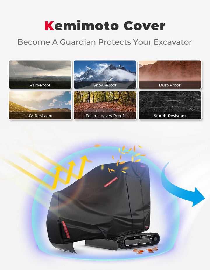 Mini Excavator Cover for Kubota U17, KX018-4 & Bobcat E17/E19/E20 - Kemimoto