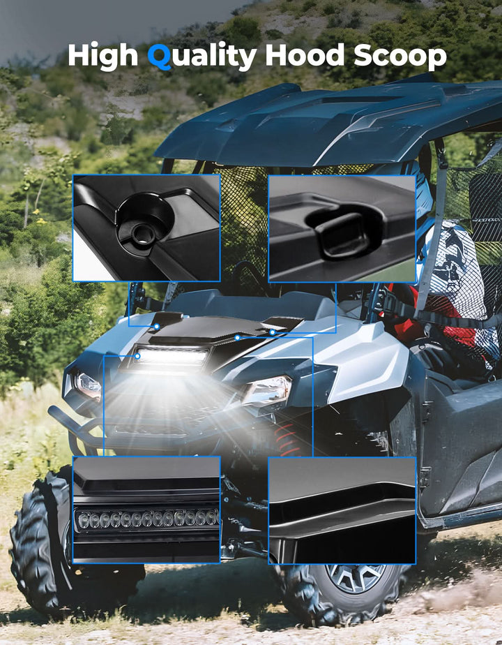 LED Turbo Hood Scoop for Pioneer 700 2P 4P 2014-2024 - Kemimoto