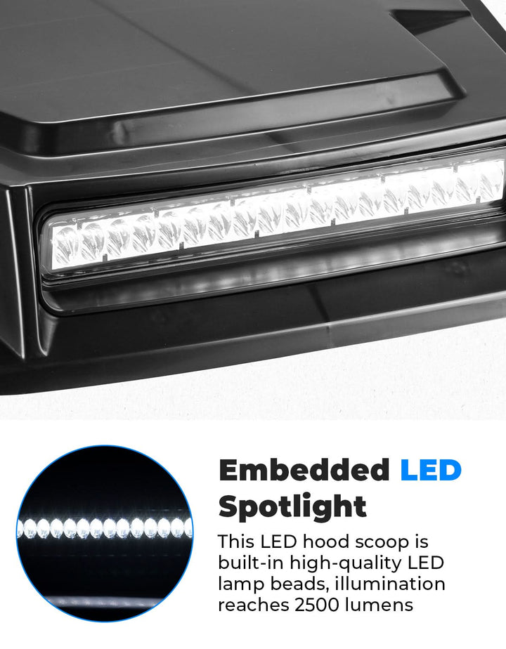 LED Turbo Hood Scoop for Pioneer 700 2P 4P 2014-2024 - Kemimoto