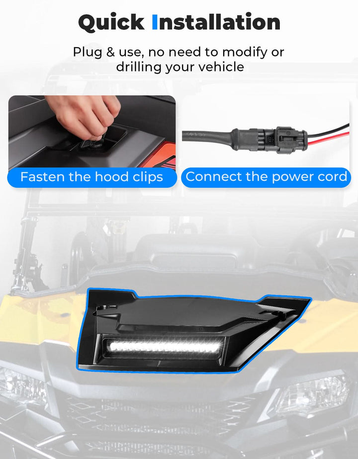 LED Turbo Hood Scoop for Pioneer 700 2P 4P 2014-2024 - Kemimoto