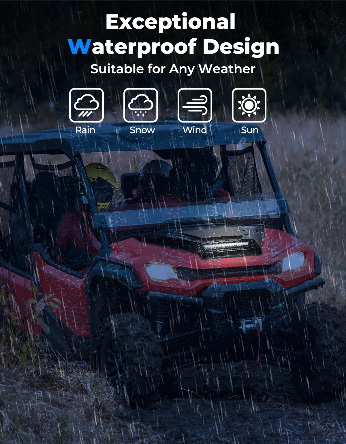 Sport Hood Scoop with LED Light for Pioneer 1000 3P/5P/6P - Kemimoto