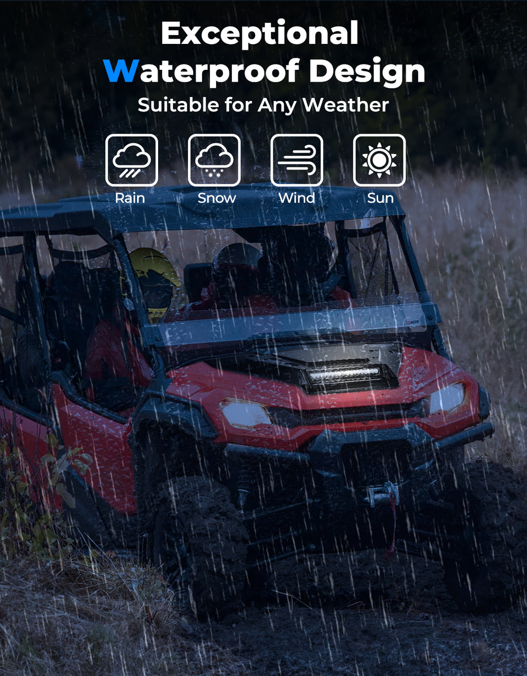 Sport Hood Scoop with LED Light for Pioneer 1000 3P/5P/6P - Kemimoto