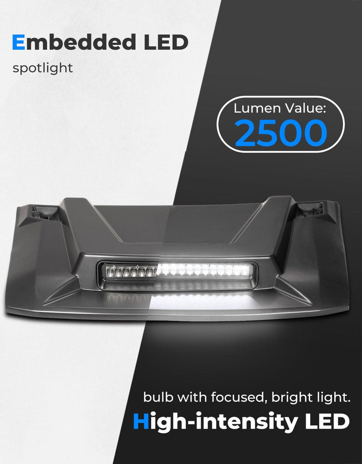 Hood Scoop with LED Spot Light for Polaris Ranger XP 1000/ Crew - Kemimoto