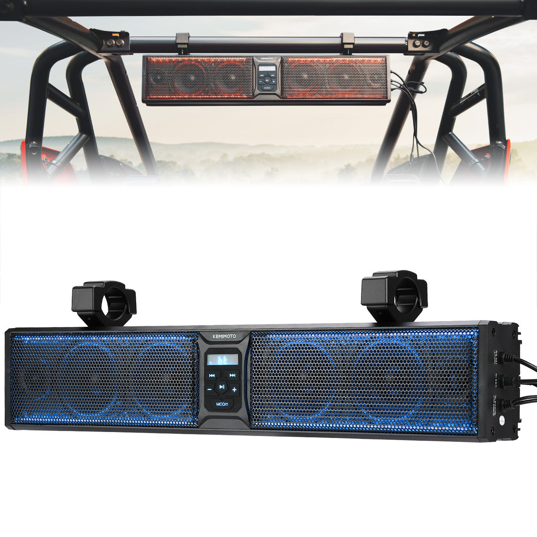 6 Speaker 26 Inch RGB Universal Sound Bar For 1.75''-2.25'' Roll Bar - Kemimoto