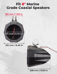 8-Inch Speaker Pod Enclosure for All 1.5" to 2" Roll Bar