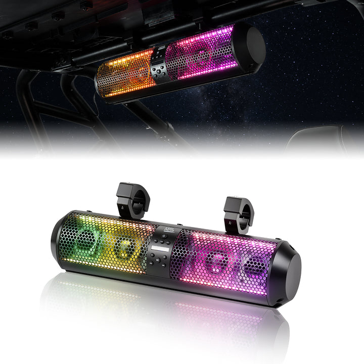 18" UTV Sound Bar RGB Bluetooth for Can Am Maverick X3/ RZR w/ 1.56"-2.25" Roll Bar