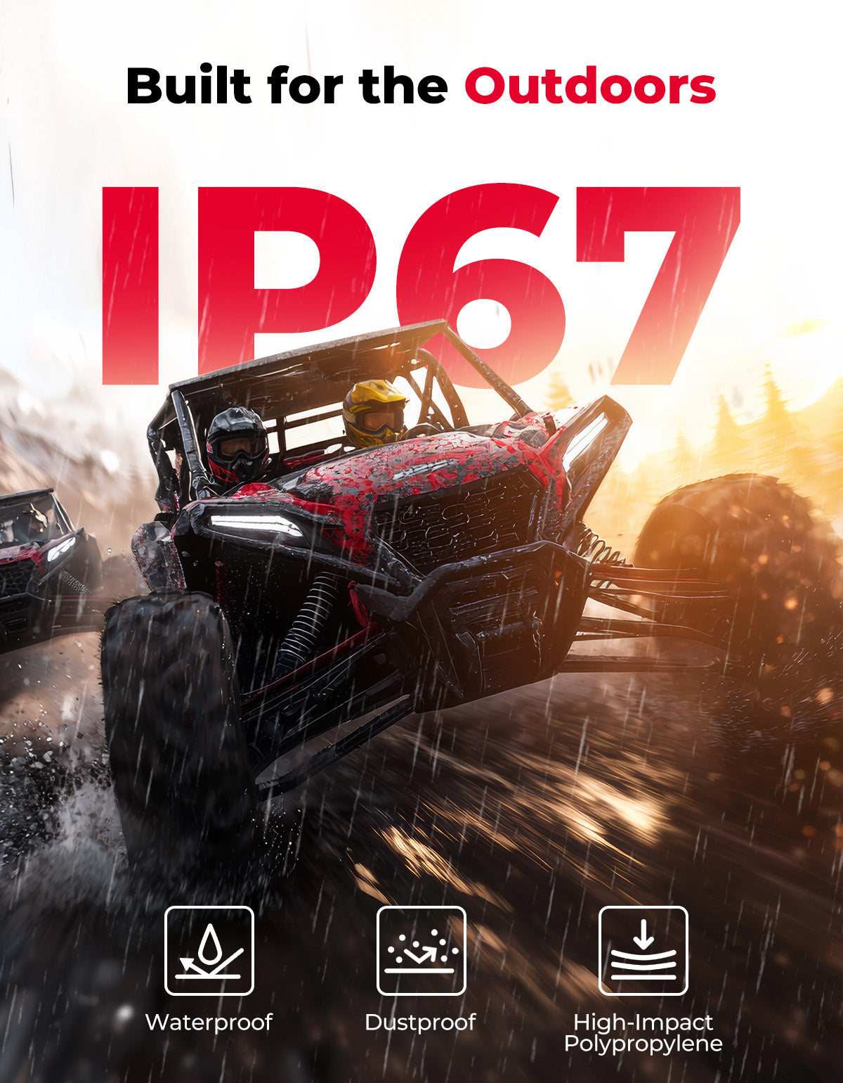 6.5'' UTV Bluetooth Sound System Speaker for Can Am Maverick X3/ RZR w/ 1.625''-1.9'' Roll Bar - Kemimoto