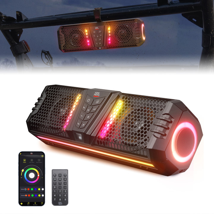 KEMIMOTO Midnight 40 16'' RGB Bluetooth Sound Bar for UTV Golf Cart Marine Boat - Kemimoto