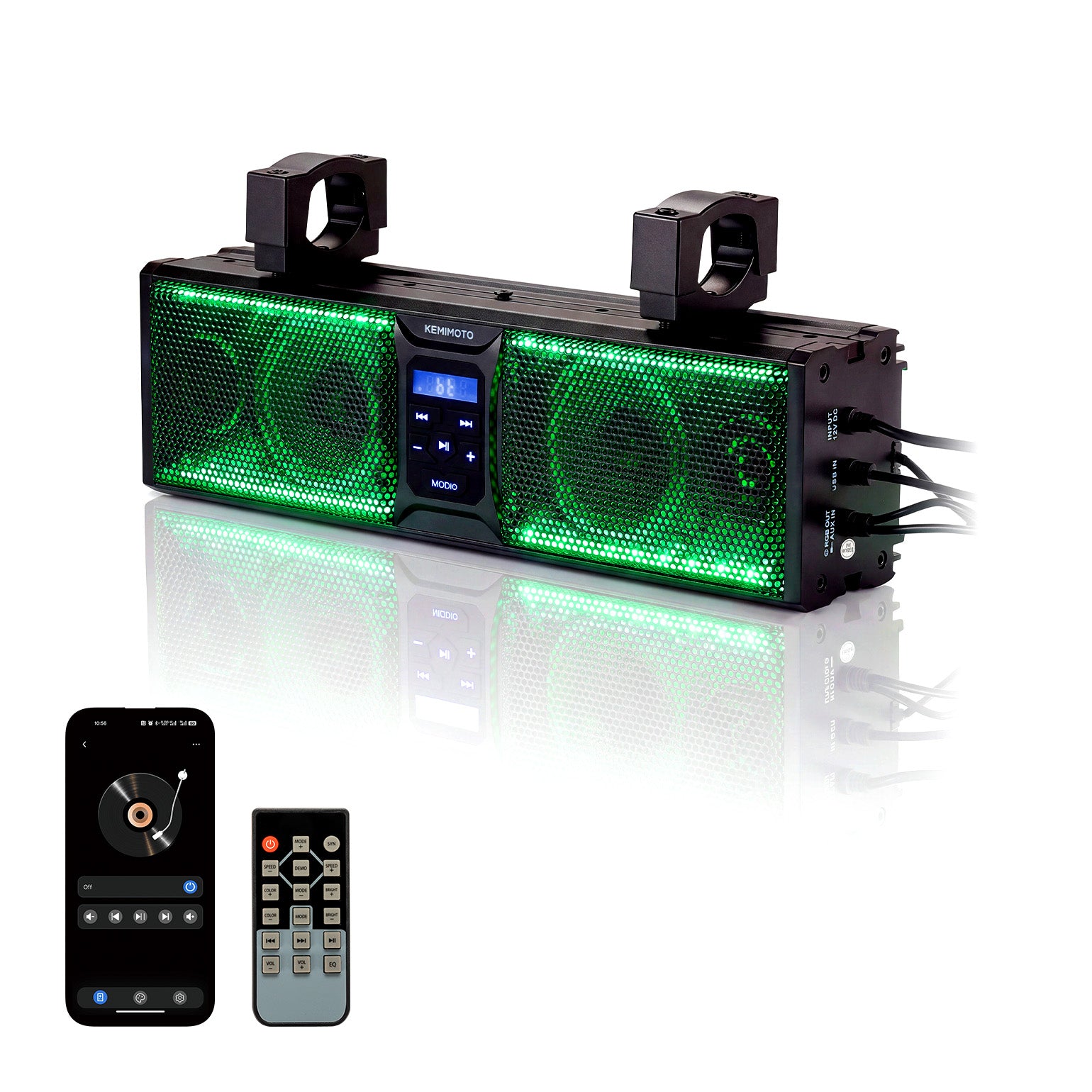 16” RGB Universal Sound Bar for Can Am Maverick X3/ RZR w/ 1.75''-2.25'' Roll Bar