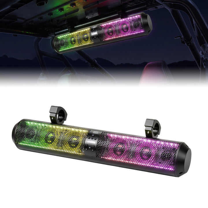 RGB UTV Soundbar, 28" SXS Speaker for Can Am Maverick X3/ RZR w/ 1.56"- 2.25" Roll Bar