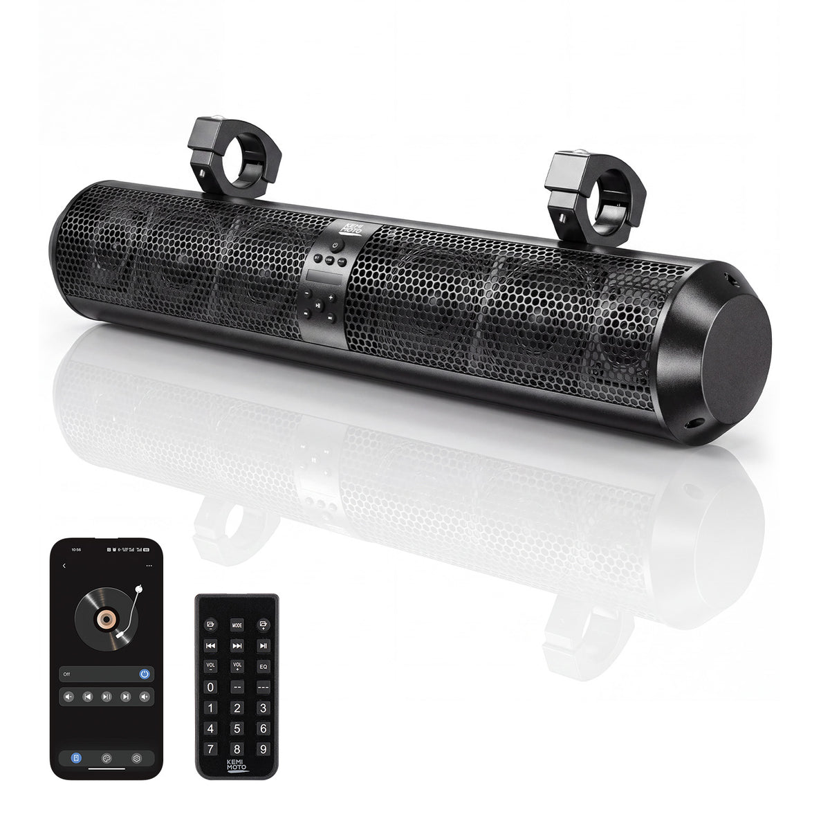 Barre de son Bluetooth UTV à 6 haut-parleurs, 28 pouces de large, étanche IPX5, Bluetooth, s'adapte à la barre de roulement de 1,56 