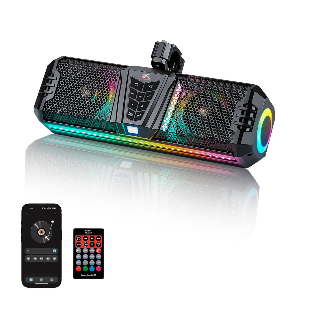 Midnight 40 Gen1.5 Metal 16" Bluetooth Sound Bar –2026 Compact RGB UTV Speaker for Golf Cart, ATV, Polaris RZR