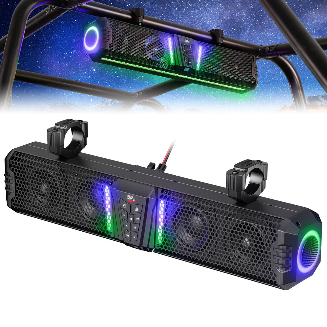 Midnight 60 UTV Soundbar 26" – Bluetooth & RGB Lights, Waterproof 2025 for Golf Cart/ATV/Polaris - Kemimoto