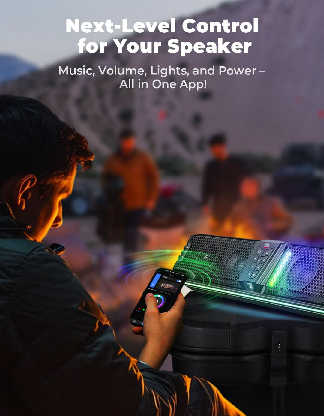 Midnight 60 UTV Soundbar 26" – Bluetooth & RGB Lights, Waterproof 2025 for Golf Cart/ATV/Polaris - Kemimoto