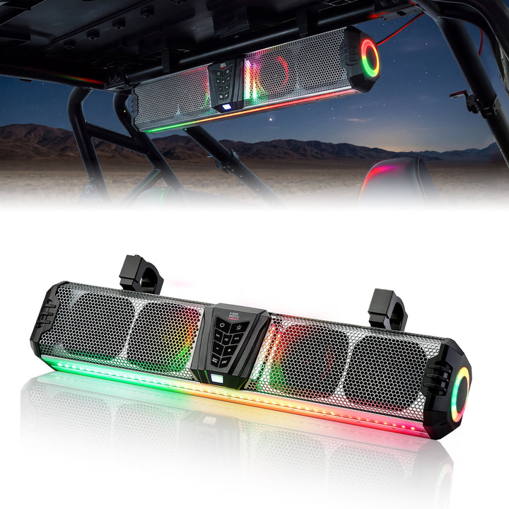 KEMIMOTO Midnight SL60 Gen1.5 Metal 26" RGB UTV Sound Bar for Can-am Golf Cart Marine 1"-2" Roll Bar