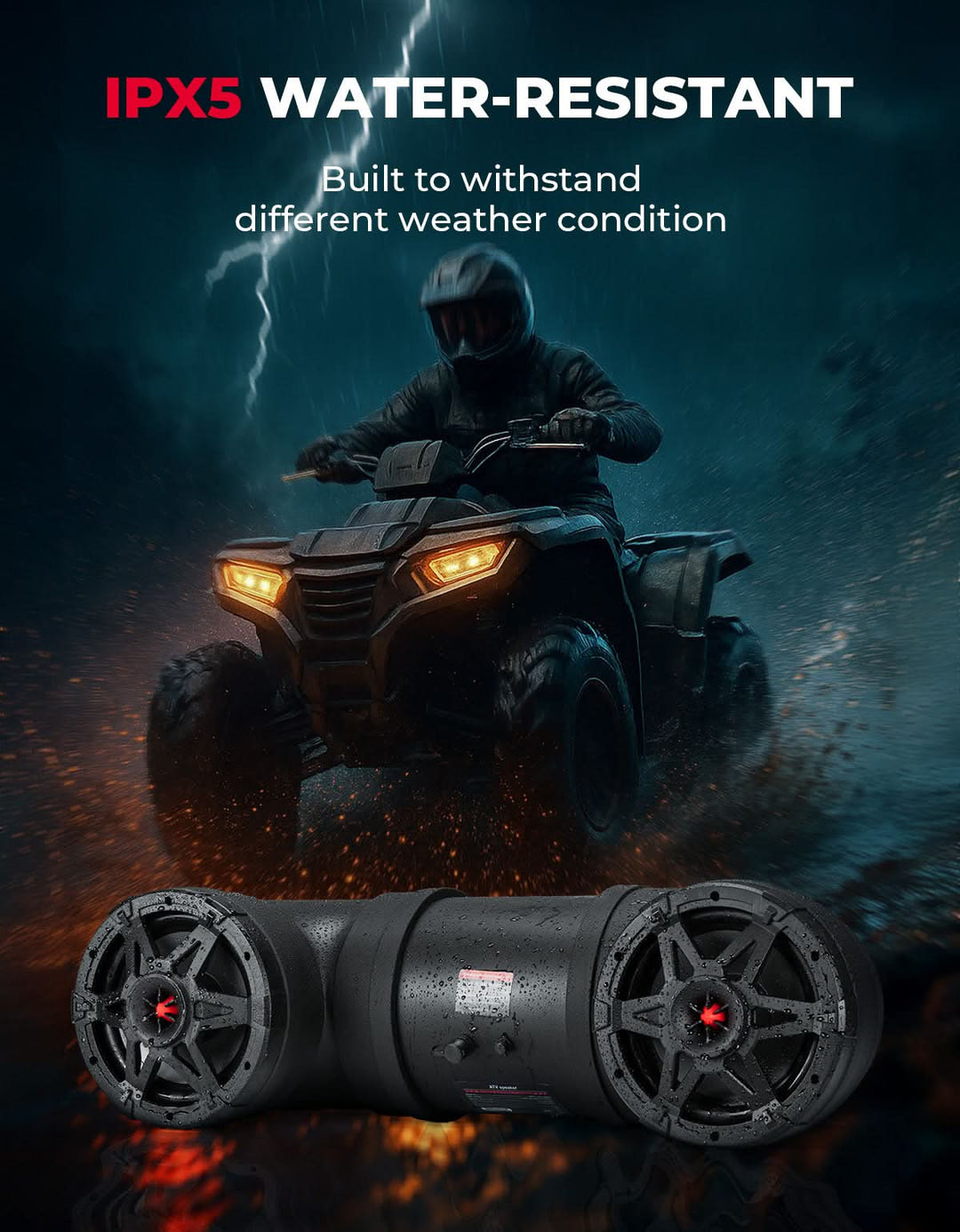ATV Bluetooth Speaker 6.5" Sound Bar with RGB Lights for Polaris Can-Am - Kemimoto