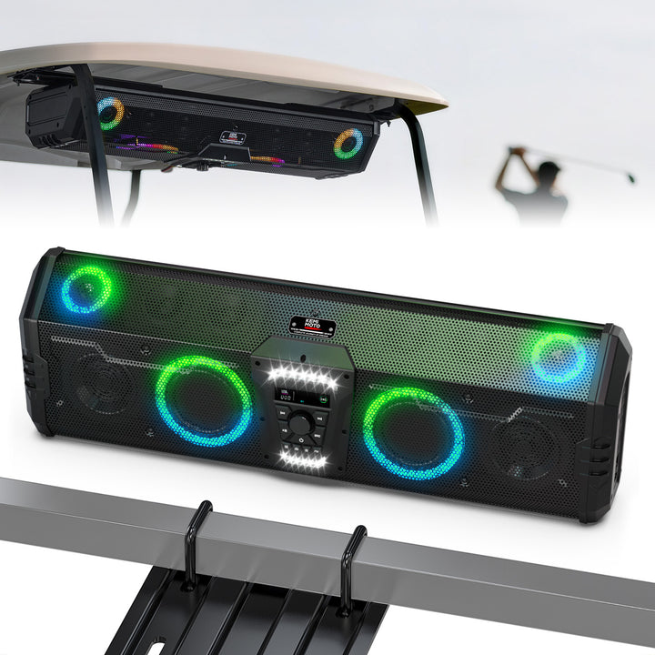 Midnight 90 Roof 34" Golf Cart Bluetooth Sound Bar RGB Lights 400W Waterproof Speaker - Kemimoto