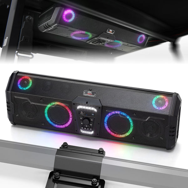 Midnight 90 Roof 34.25" Soundbar For Can-am Polaris UTV Bluetooth Speaker with Dual Subwoofers, IP66 Waterproof 10-Speaker System - Kemimoto