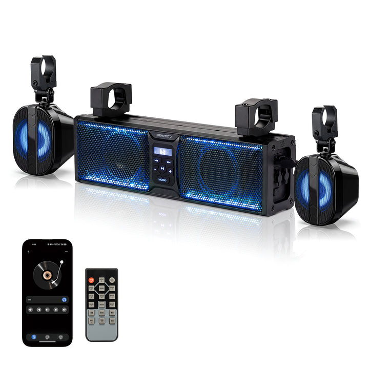 2.1CH 17" SoundBar Bluetooth For Polaris  Can am UTV/ATV Universal with RGB Lights 1''-2'' Roll Bar