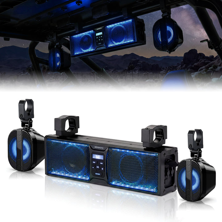 2.1CH 17" SoundBar Bluetooth For Polaris  Can am UTV/ATV Universal with RGB Lights 1''-2'' Roll Bar