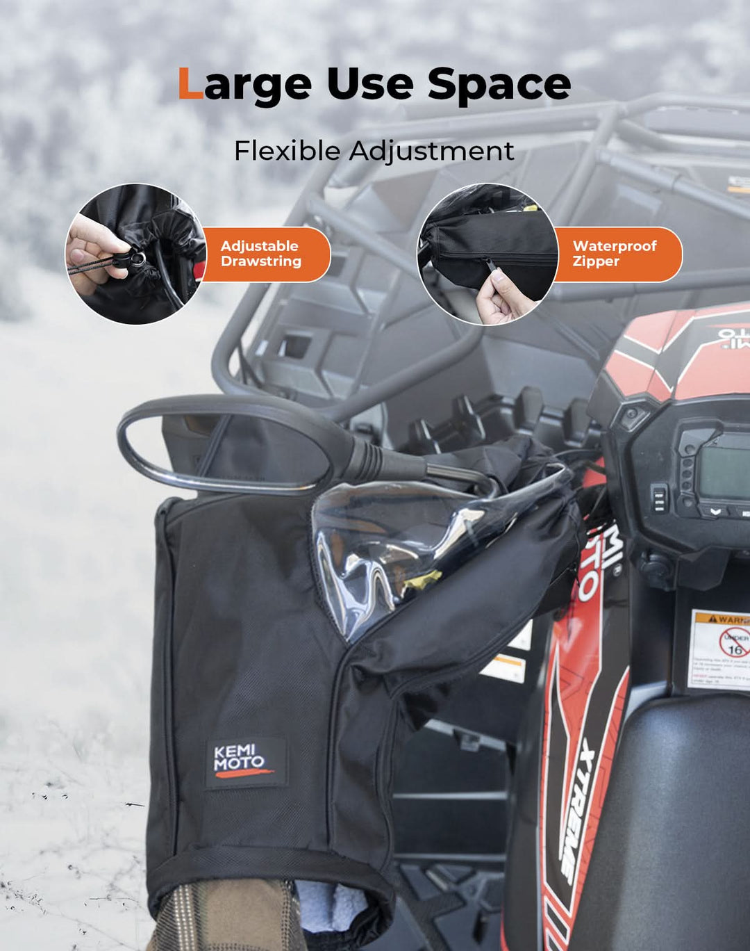 Upgraded ATV Waterproof Gloves for Motorcycle Sportsman Grizzly Scrambler FourTrax - Kemimoto