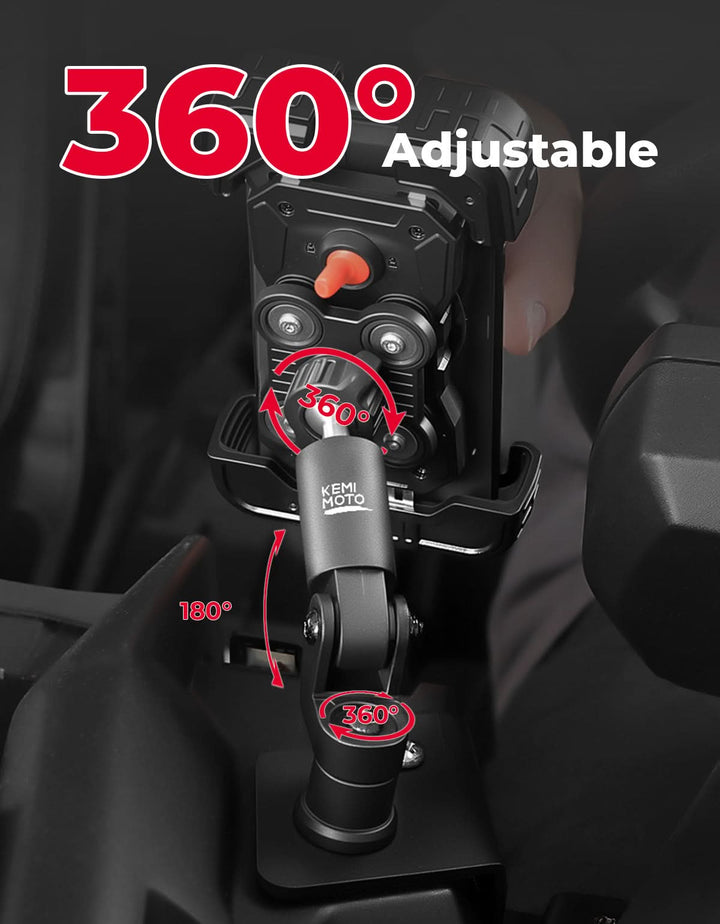 X3 Phone Mount Aluminum Anti-Vibration 360° Adjustable Holder for Can-Am Maverick X3 & Max - Kemimoto