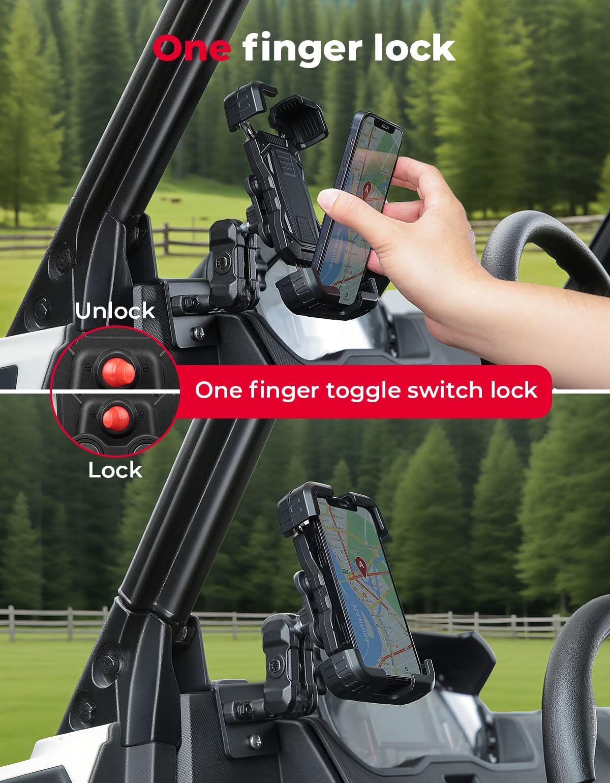 Phone Mount Holder for Polaris Ranger 1000/XP/Crew XP, Fits 4.7