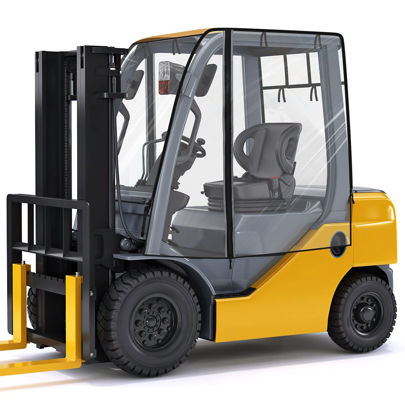 Forklift Cover for Rain with Rear Window, Waterproof Cab Enclosure Clear Fork Truck - Kemimoto