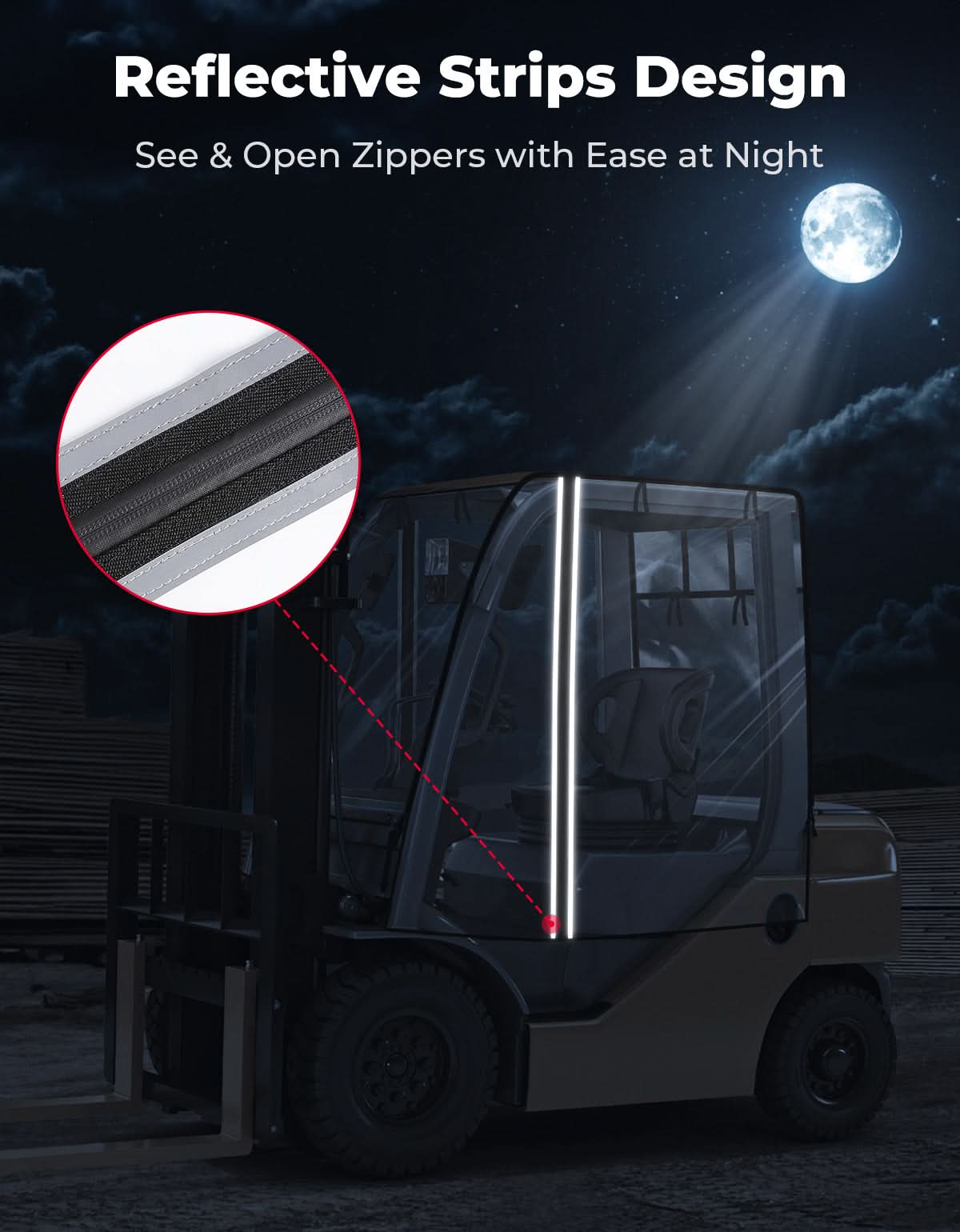 Forklift Cover for Rain with Rear Window, Waterproof Cab Enclosure Clear Fork Truck - Kemimoto