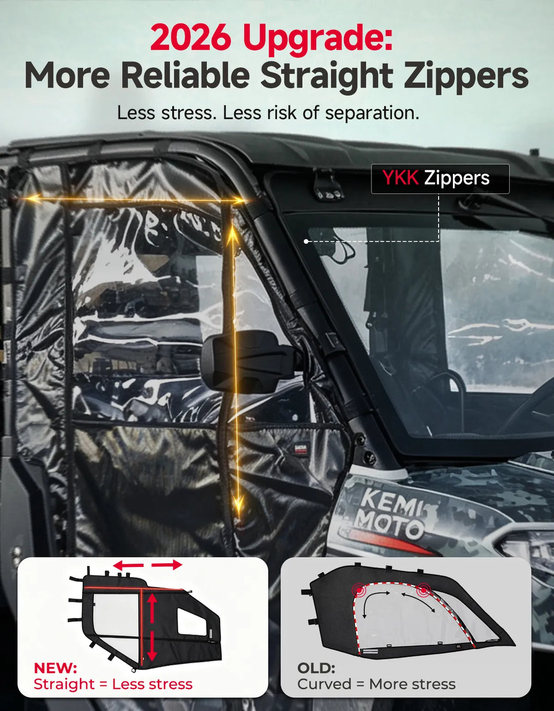 UTV Soft Doors with Upgraded Straight Zippers for Polaris Ranger XP 1000 / 1000 2026