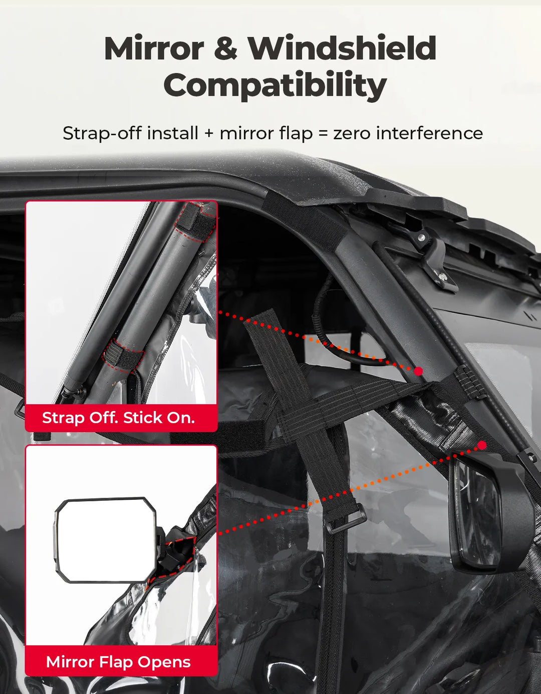 UTV Soft Doors with Upgraded Straight Zippers for Polaris Ranger XP 1000 / 1000 2026