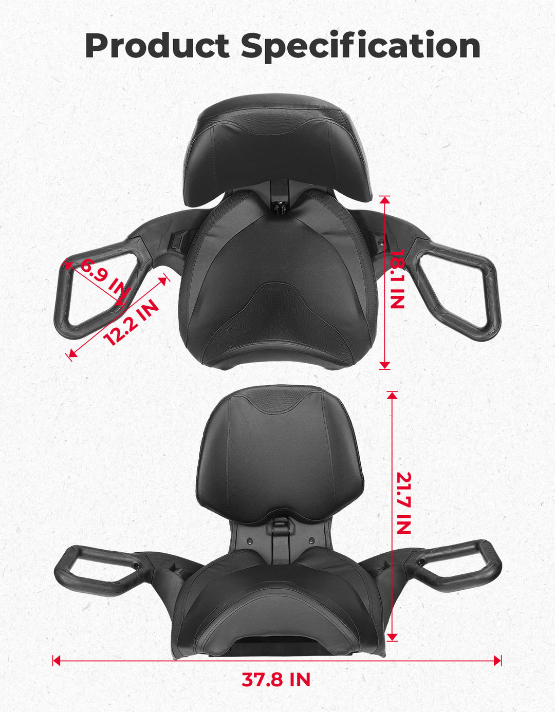 Can-Am Outlander MAX Passenger Rear Seat with Armrest (2012–2024) - Kemimoto