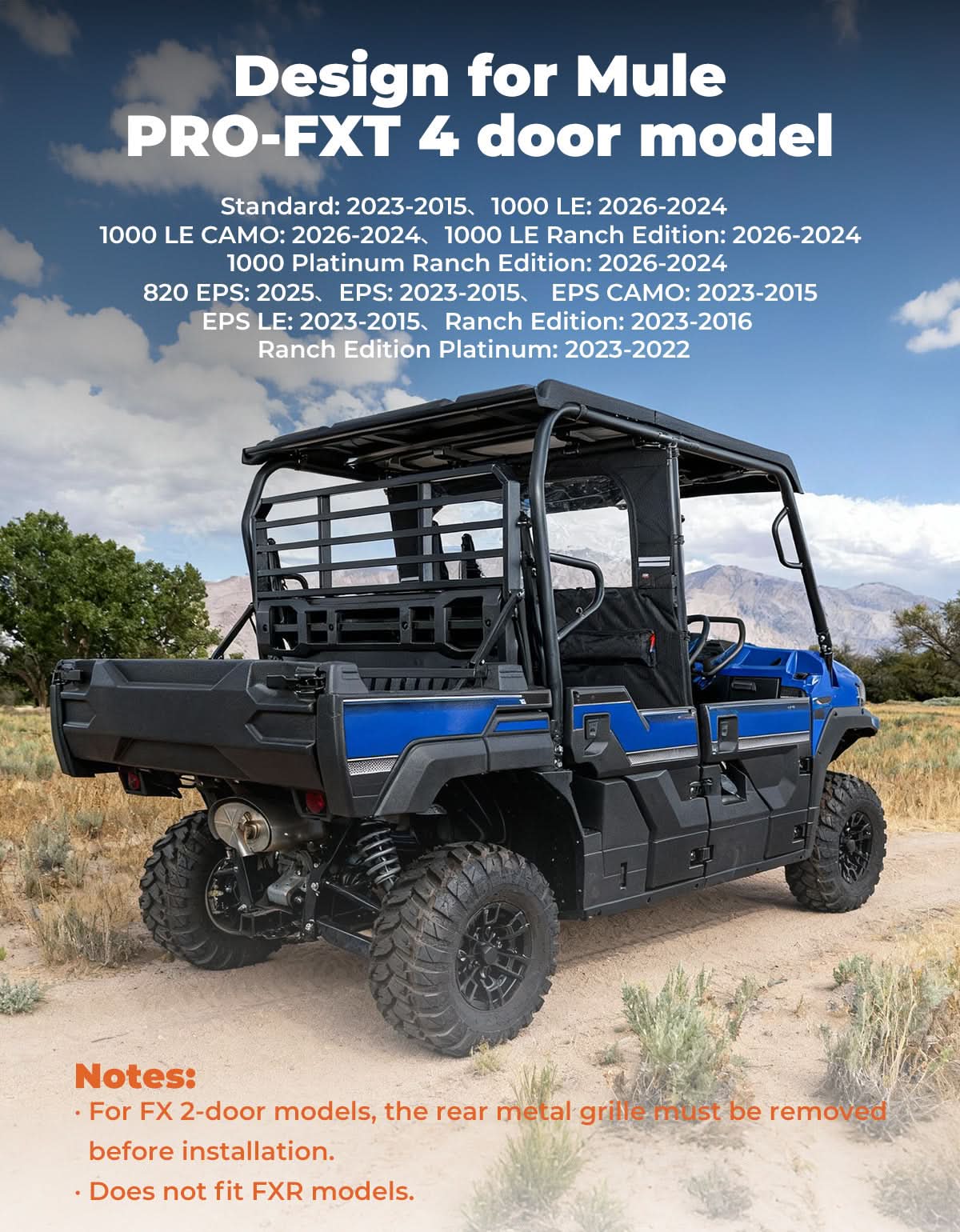 UTV Soft Rear Window for Kawasaki Mule PRO-FXT 2015+ – Kemimoto