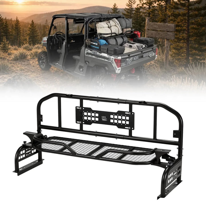 2-in-1 Folding UTV Rear Rack and Cargo Basket for Can-Am Defender, CFMOTO UFORCE and Polaris Ranger XP 1000