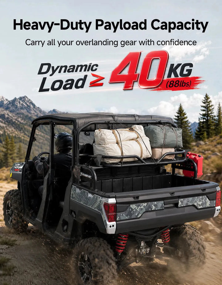 2-in-1 Folding UTV Rear Rack and Cargo Basket for Can-Am Defender, CFMOTO UFORCE and Polaris Ranger XP 1000